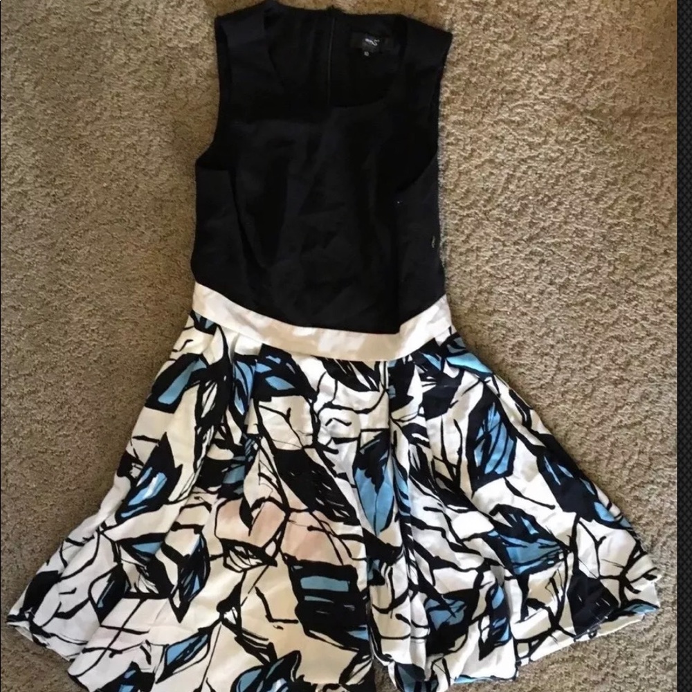 Fit and flare dress with a graphic print skirt